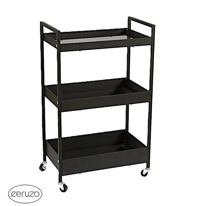 Keukentrolley - 3 Lagen - Metaal - Zwart